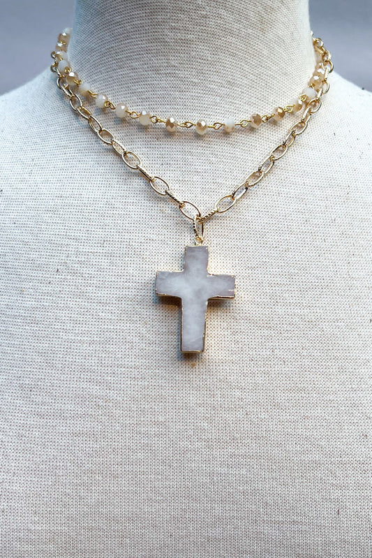 Eve Double Layered Cross Necklace