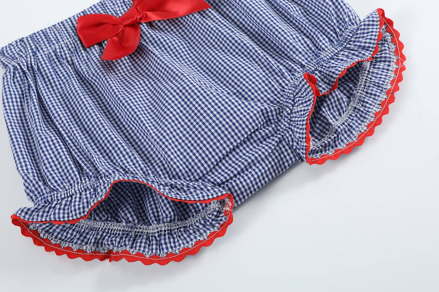 Blue USA Flag Smocked Top and Bloomer Set