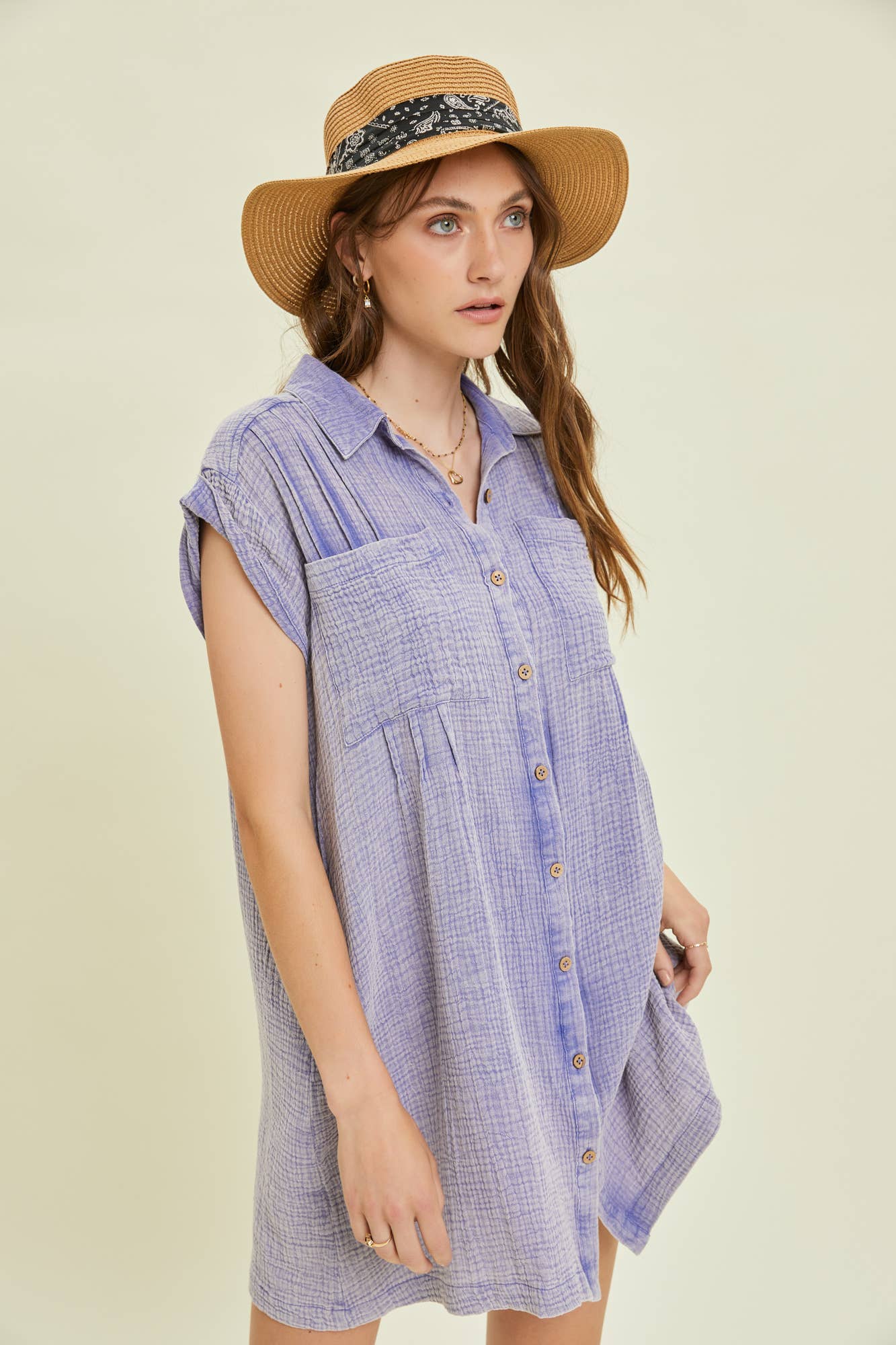 WASHED OVERSIZED SHIRT DRESS