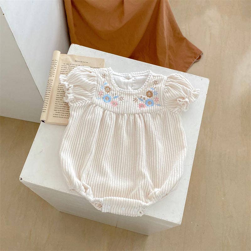 Embroidered Puff Short-sleeved Baby Romper