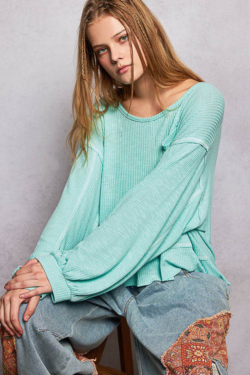 Rib Relaxed Long Sleeve Top