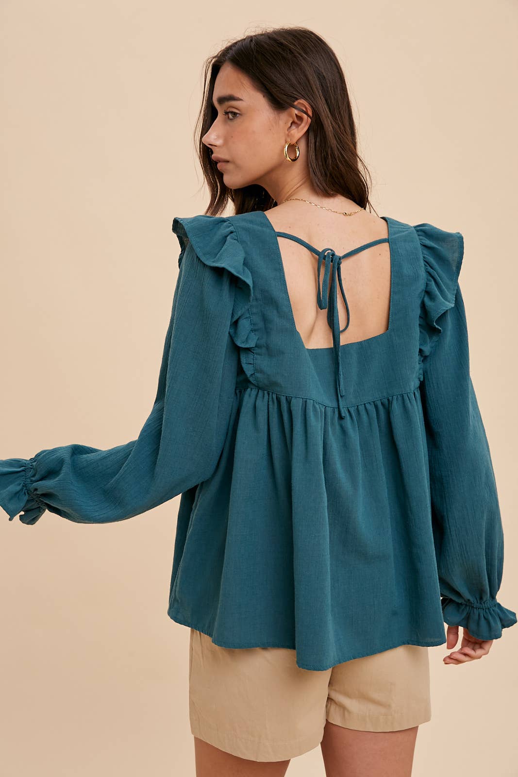 Square Neck Tie Back Top