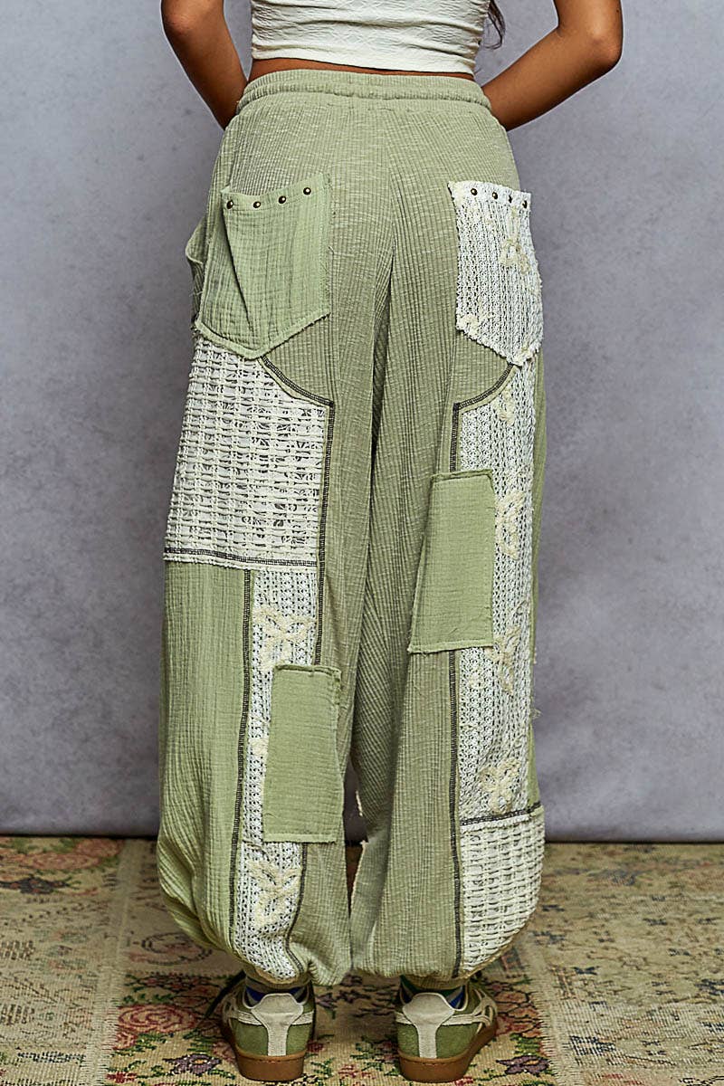 Crochet Flower Ribbed Joggers