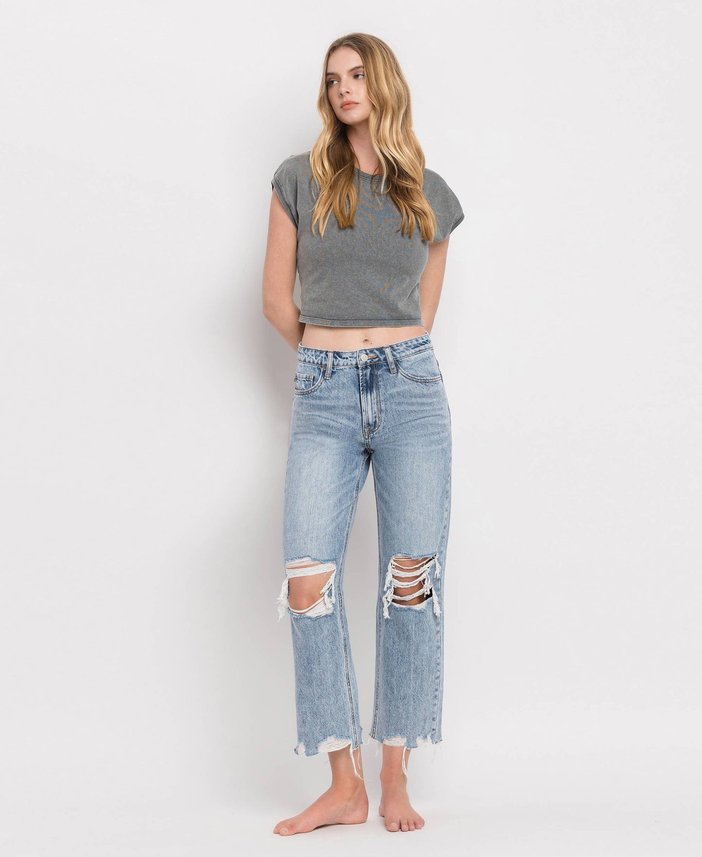 SUPER HIGH RISE CROP STRAIGHT JEANS