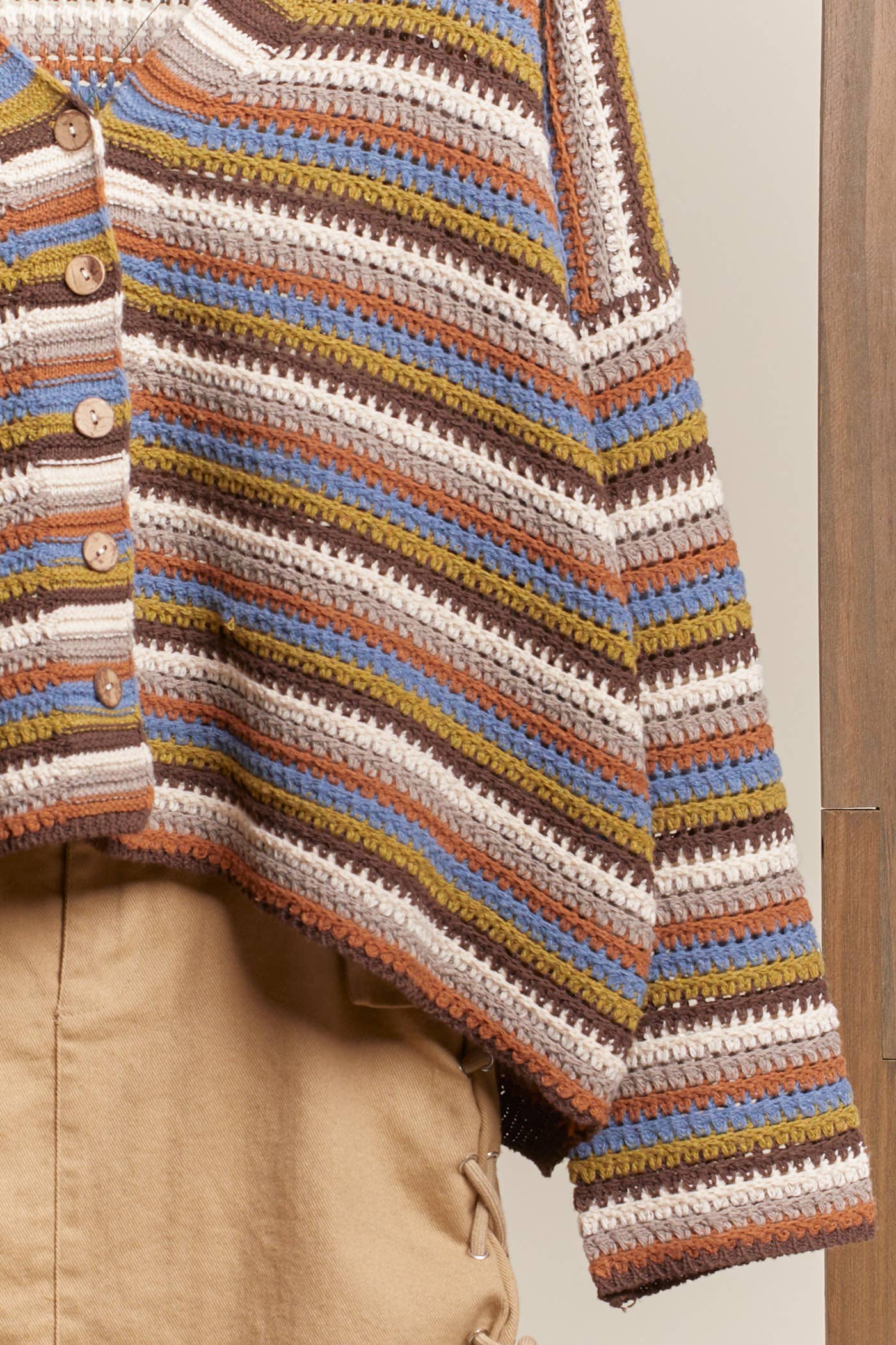 Multi Color Striped Button Down Cardigan