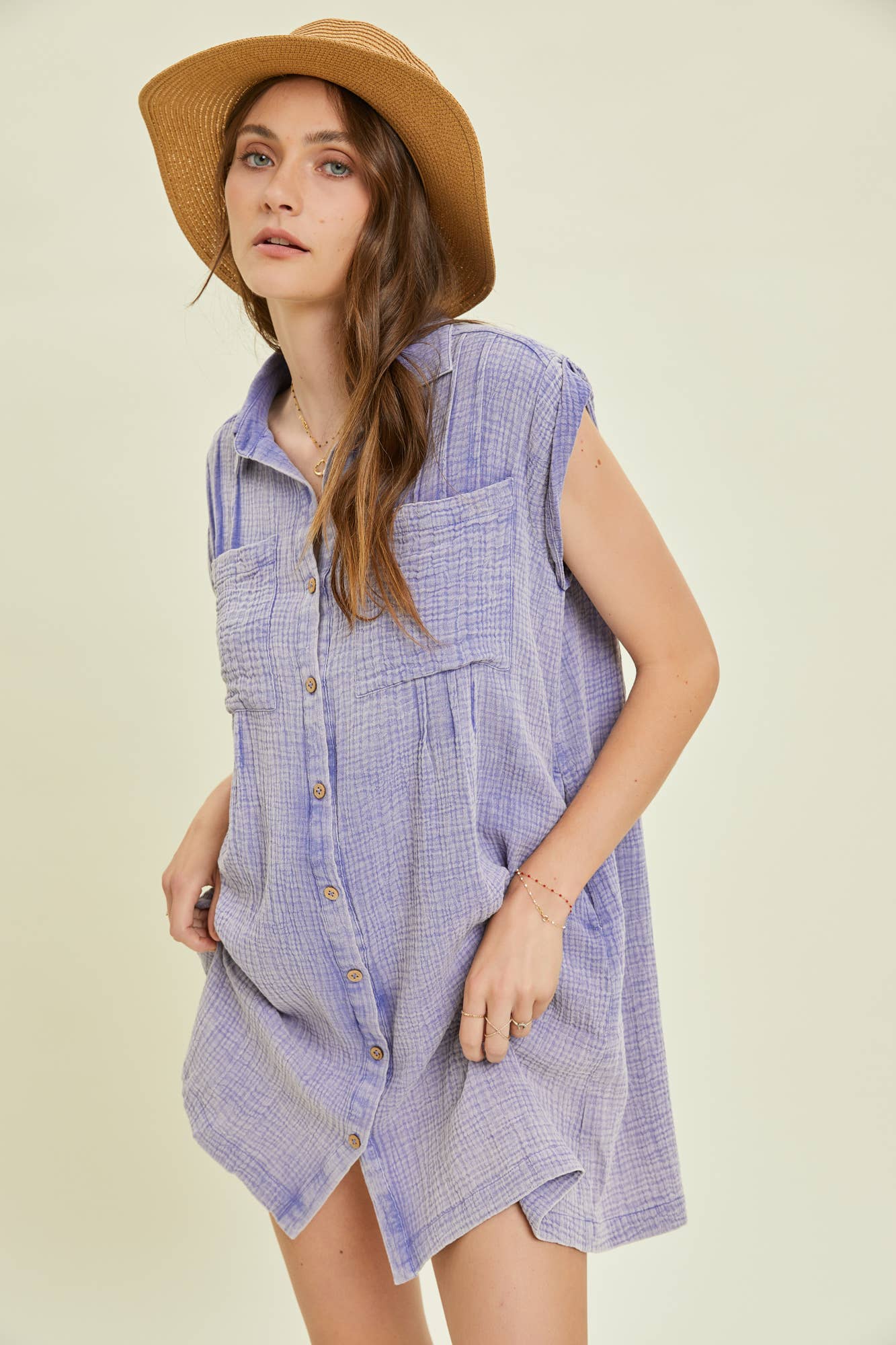 WASHED OVERSIZED SHIRT DRESS