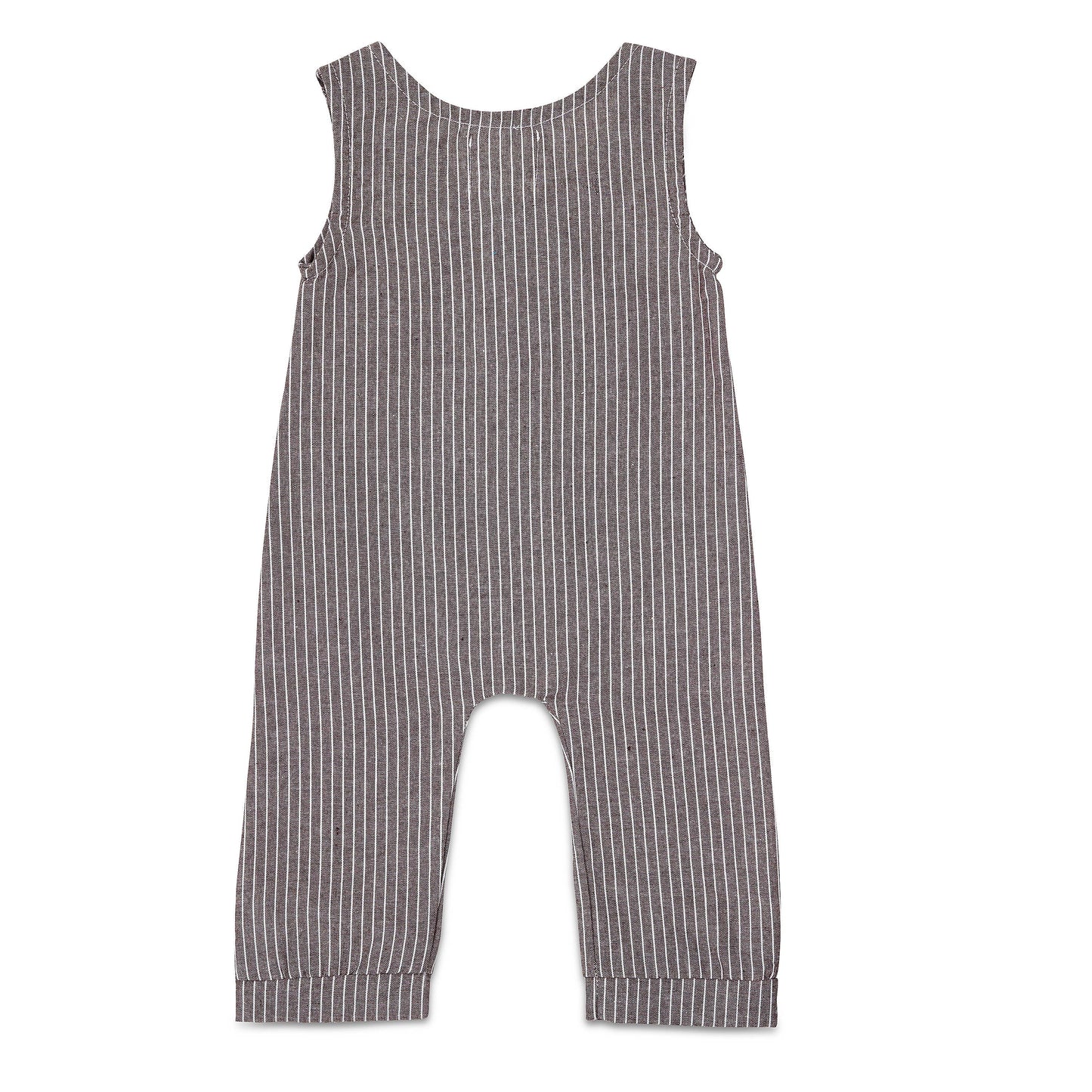 Grey Striped Linen Romper