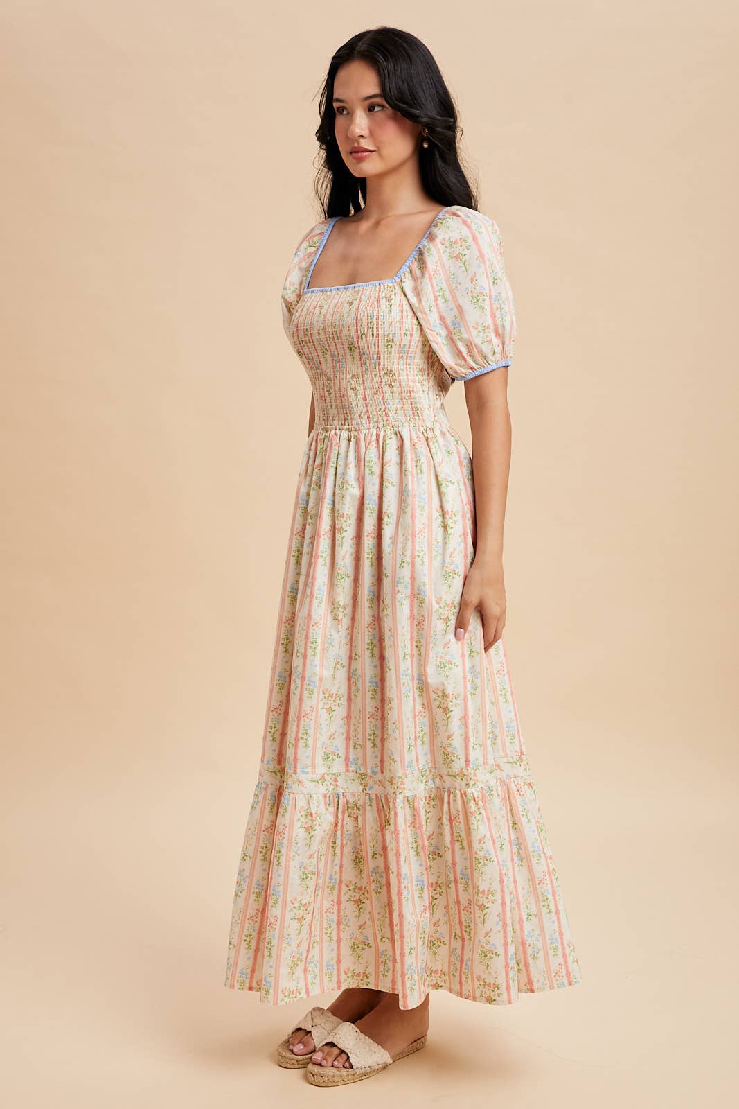 Cream Floral Cotton Maxi
