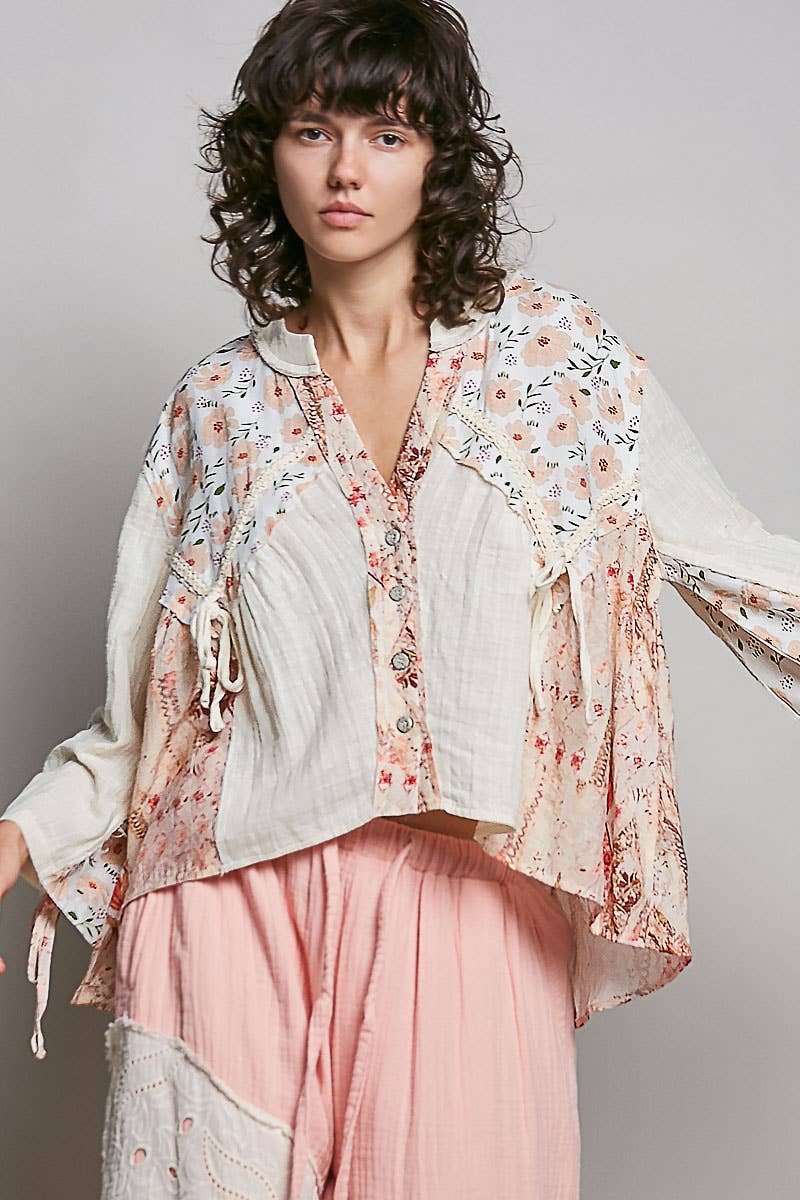 Floral V Neck Sleeve Top