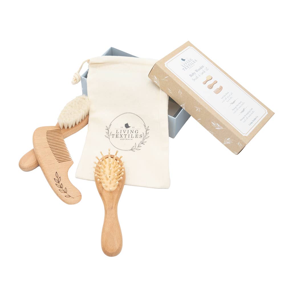 3pc Baby Wooden Brush & Comb Set