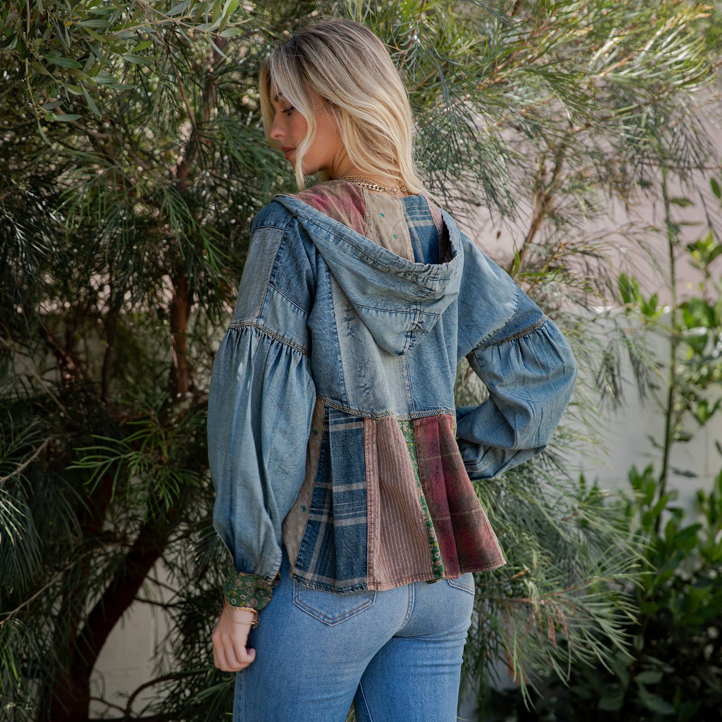Denim Patchwork Hoodie