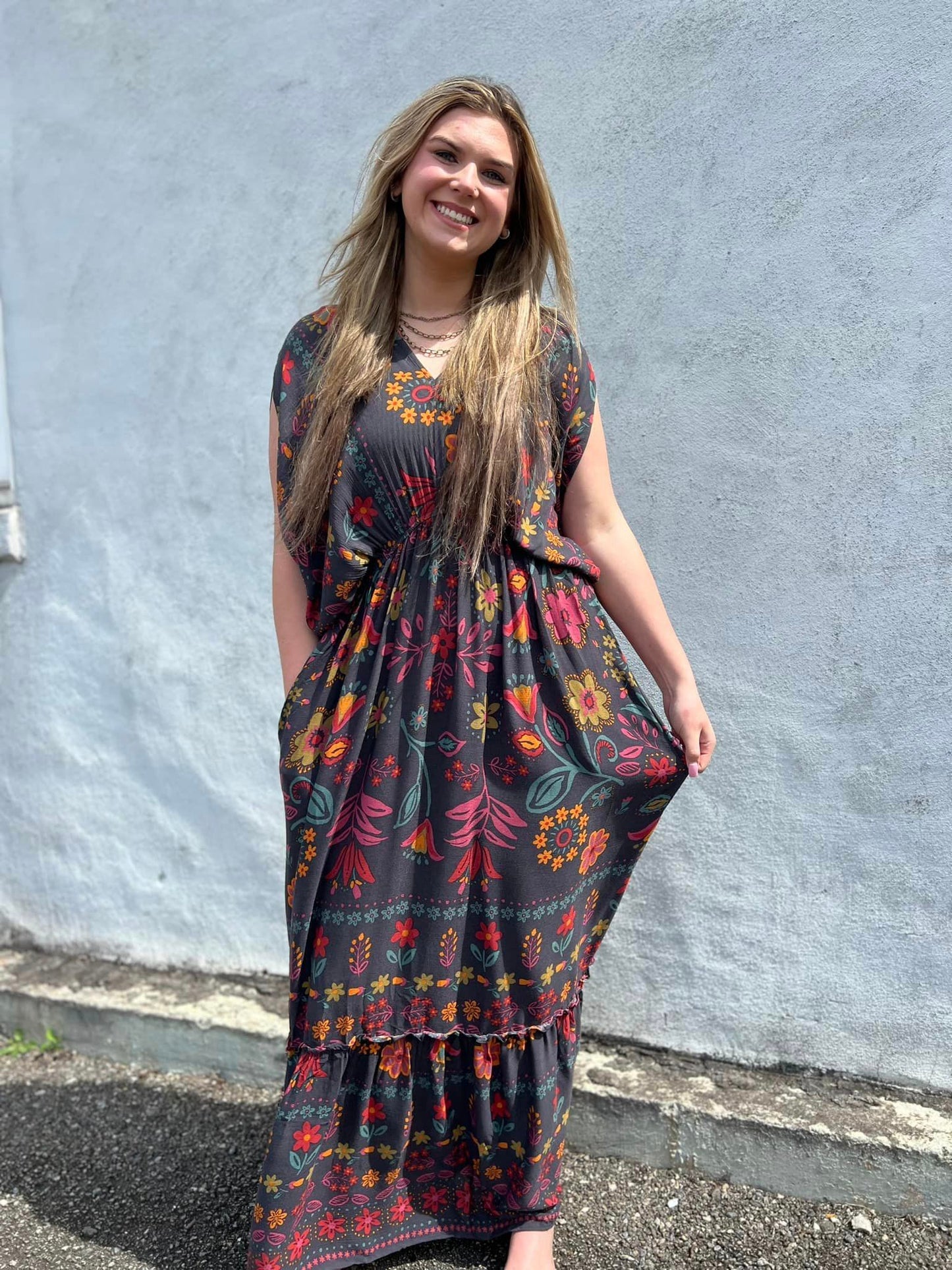 Charcoal Floral Maxi