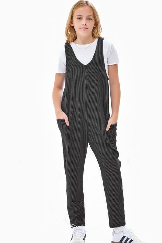 Girls Embossed Rib Jumpsuit