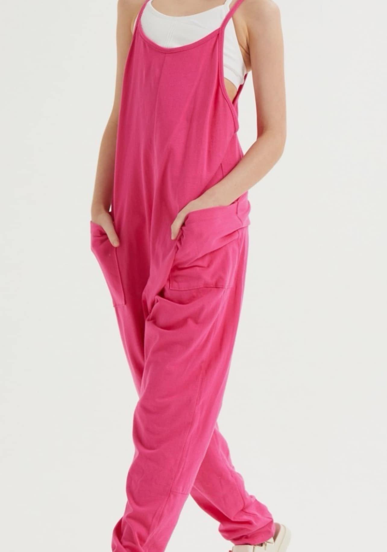 Girls Hot Pink Jumpsuit