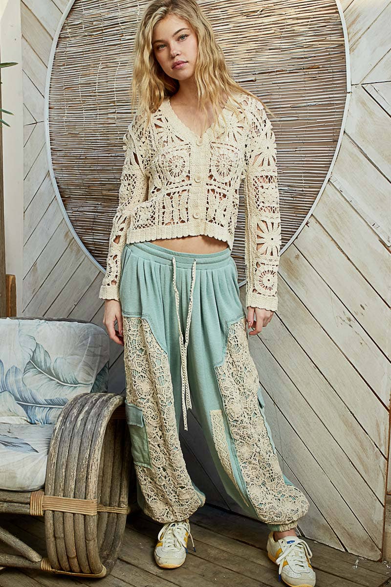 Long Sleeve Crotchet Cropped Cardigan