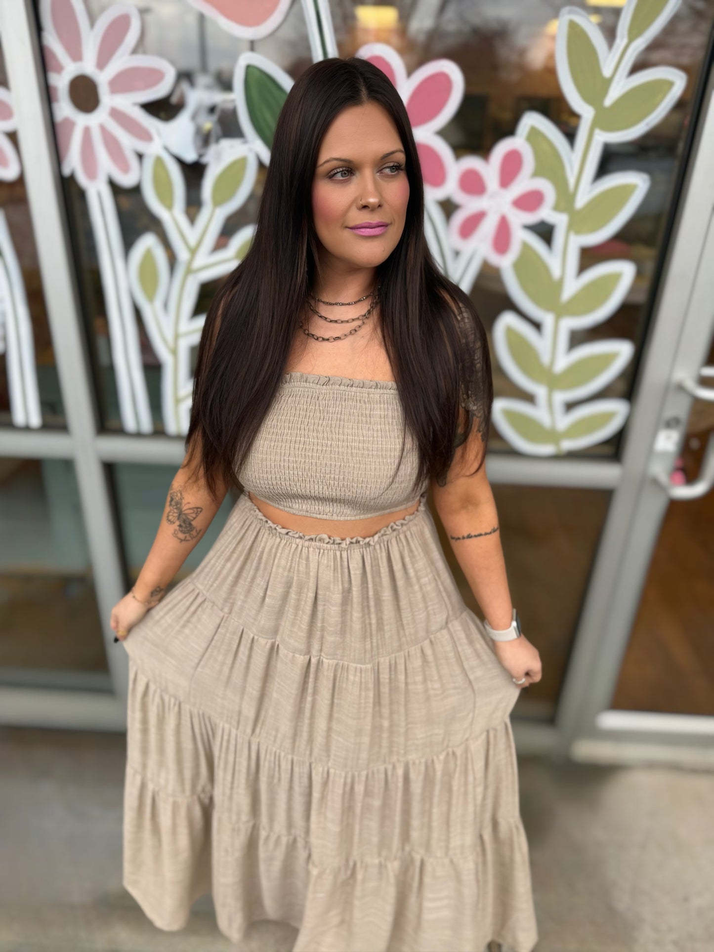 Smocked Tube Top & Tiered Skirt Set