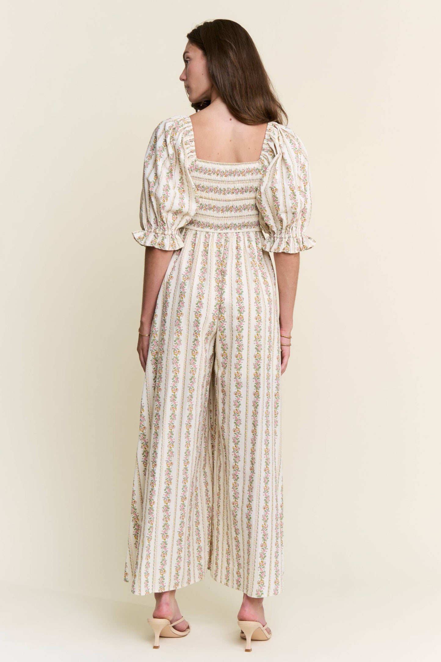 Floral Stripe Wide-Leg Jumpsuit