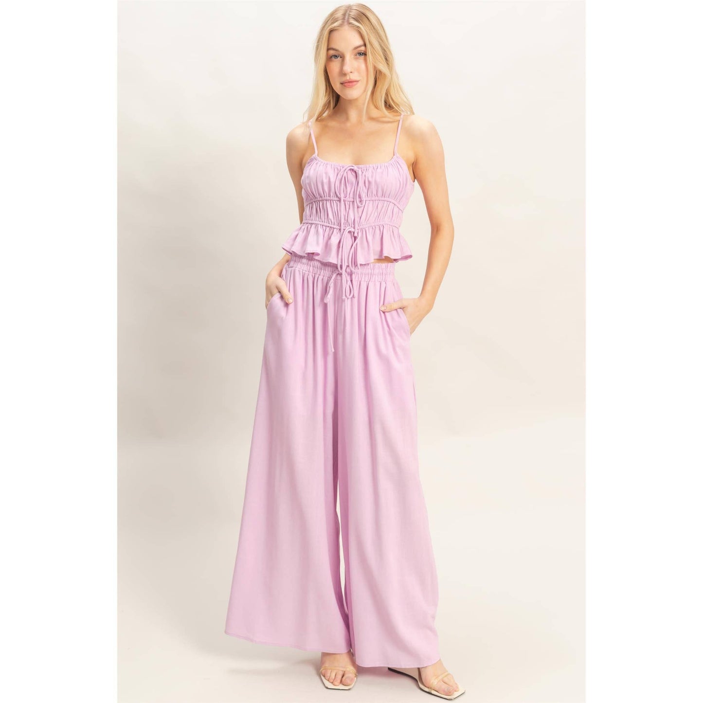Pink Tiered Tank & Palazzo Set