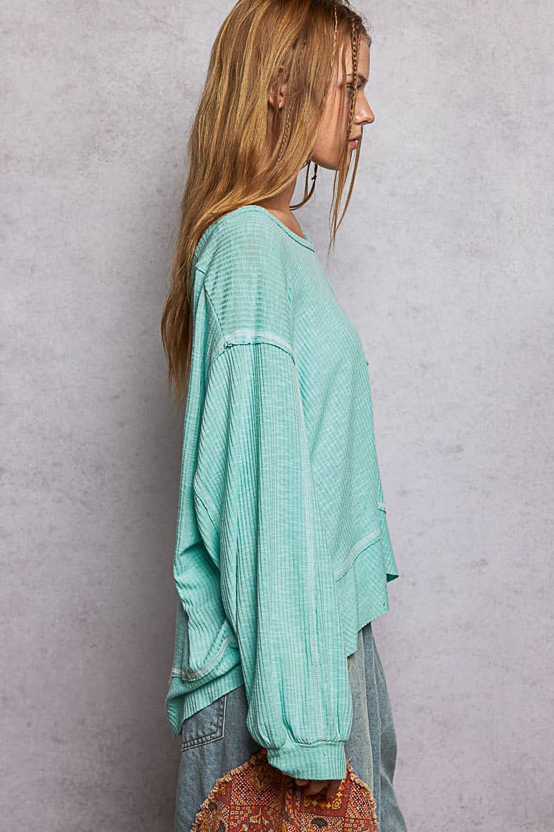 Rib Relaxed Long Sleeve Top