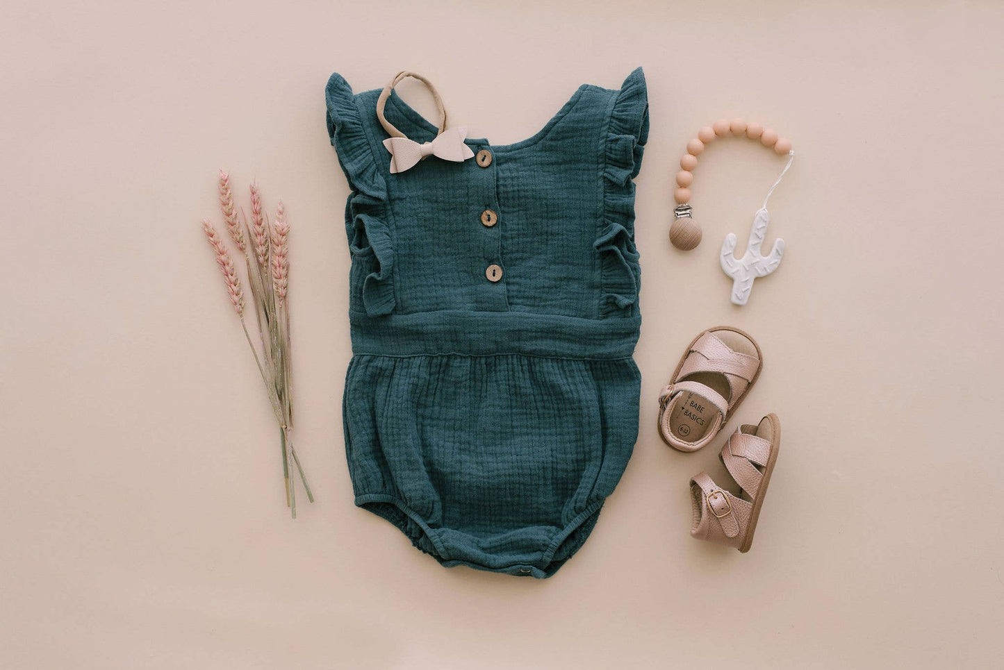 Peacock Backless Cotton Romper