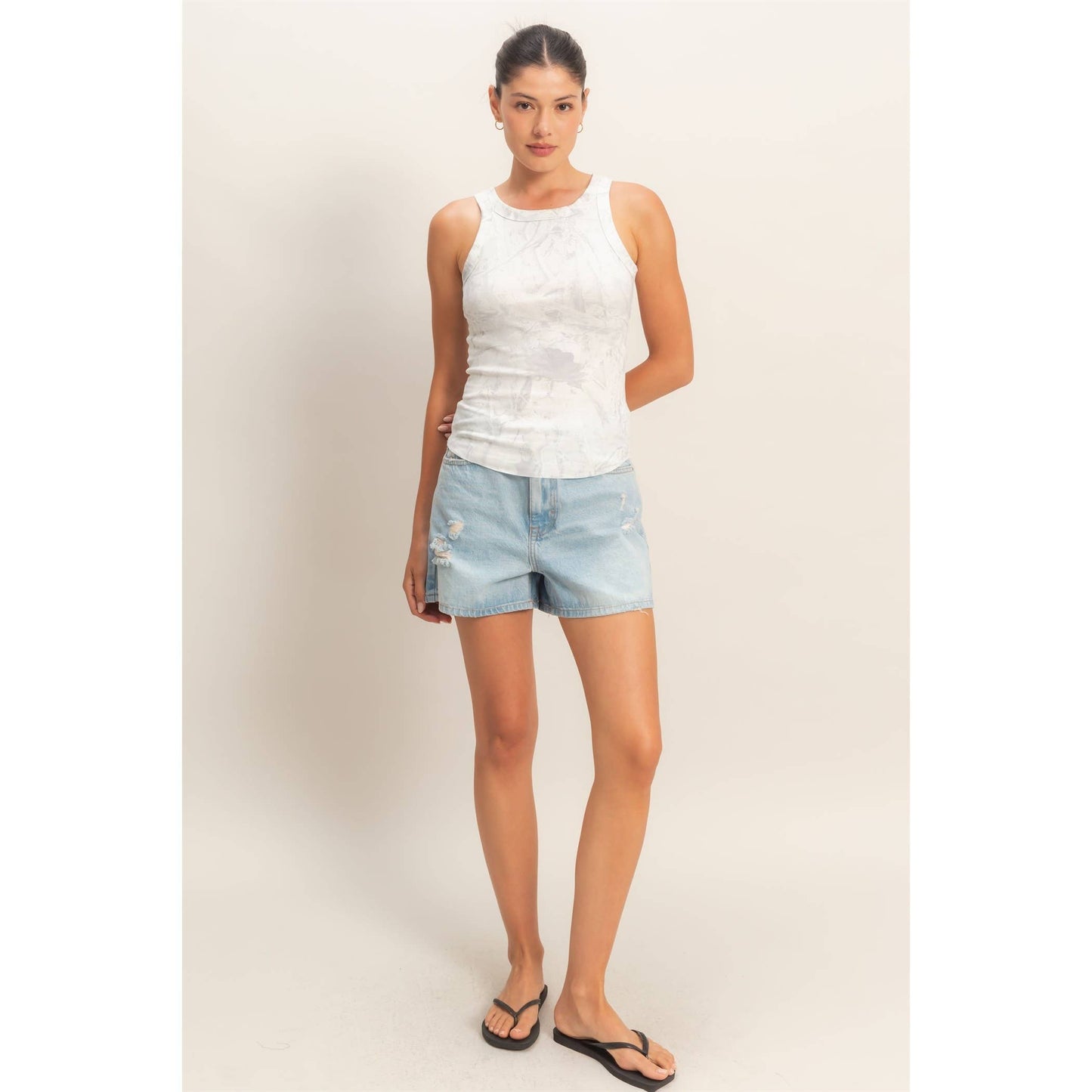 Camo Wash Ribbed Knit Tank