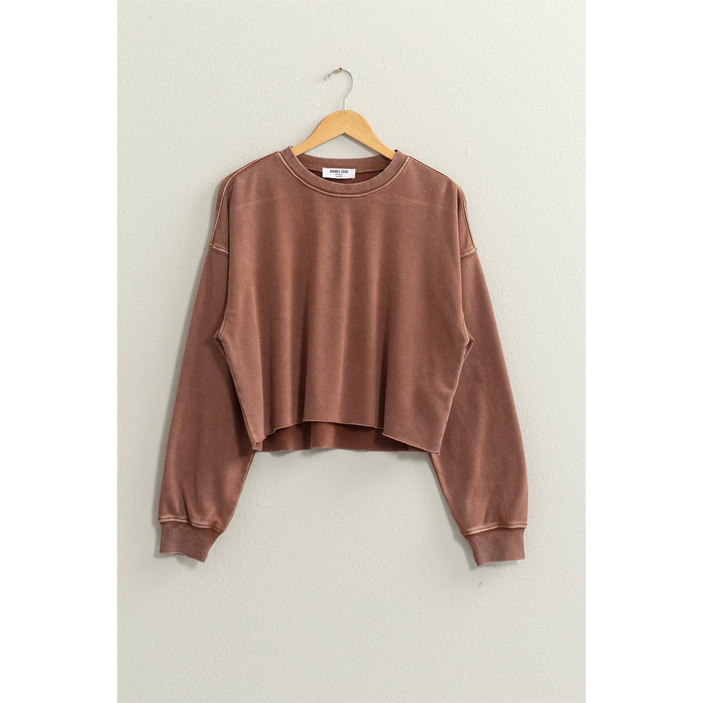 Cropped Crewneck With Raw Hem