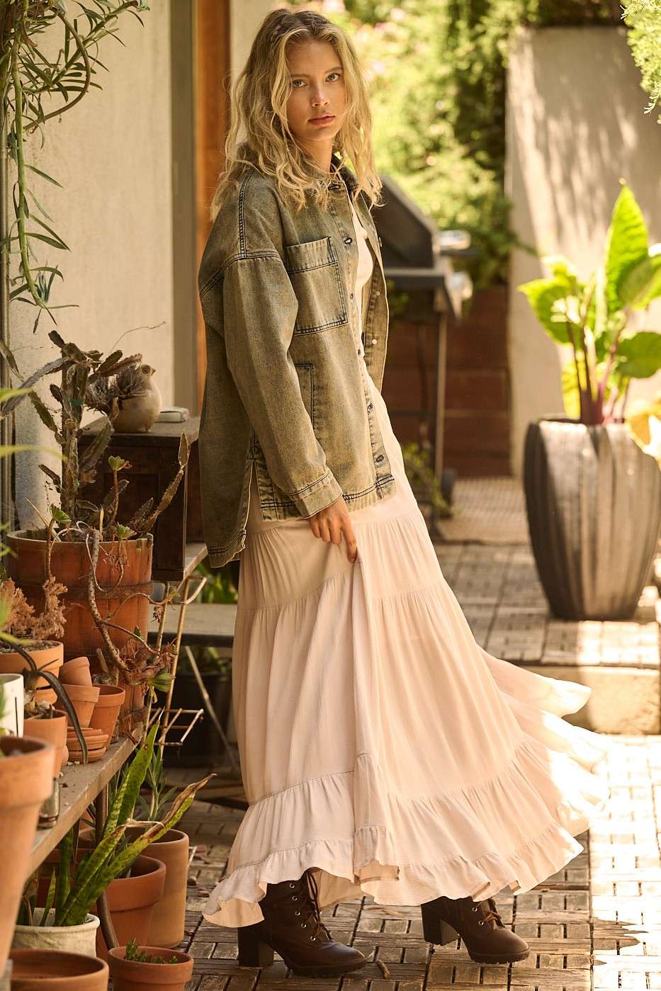 Tiered Flowy Maxi Skirt