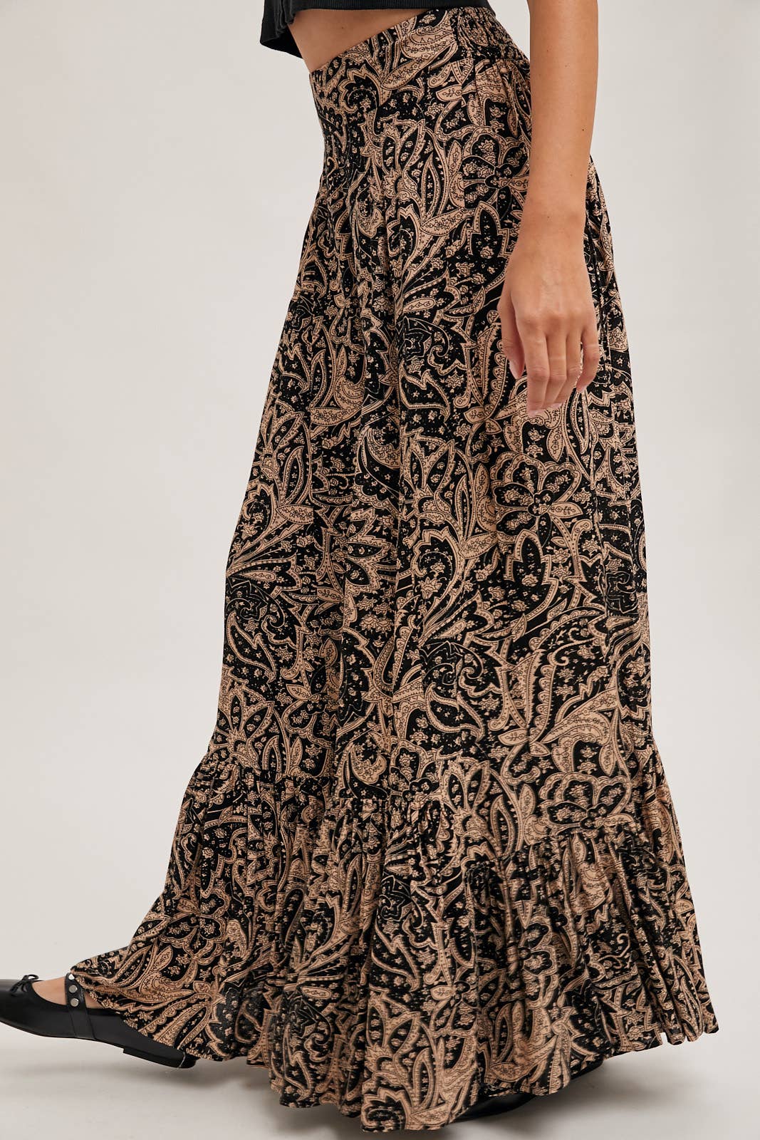 Paisley Ruffled Wide Leg Pants