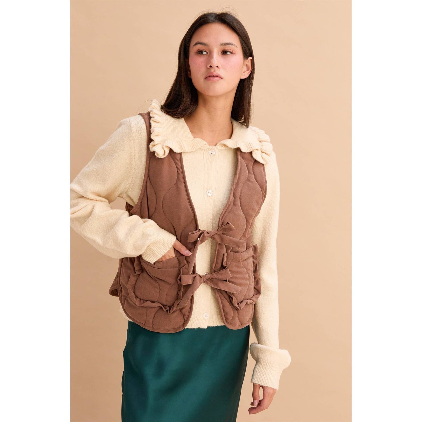 Tie Front Quilted Vest