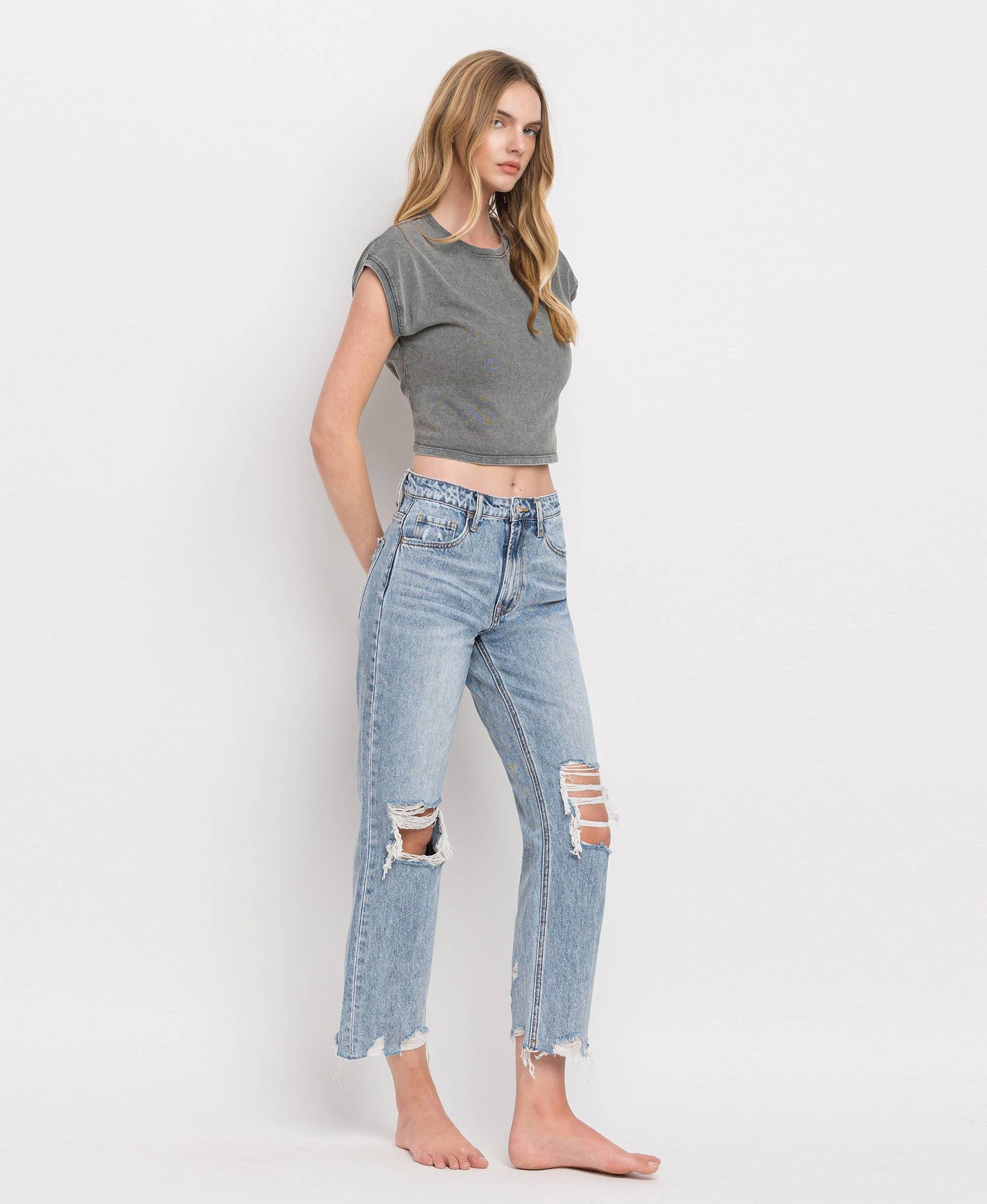 SUPER HIGH RISE CROP STRAIGHT JEANS