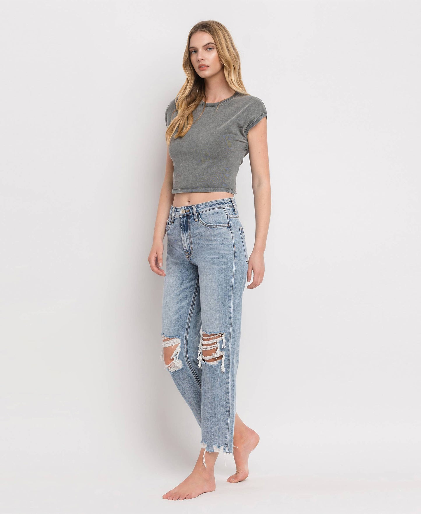 SUPER HIGH RISE CROP STRAIGHT JEANS