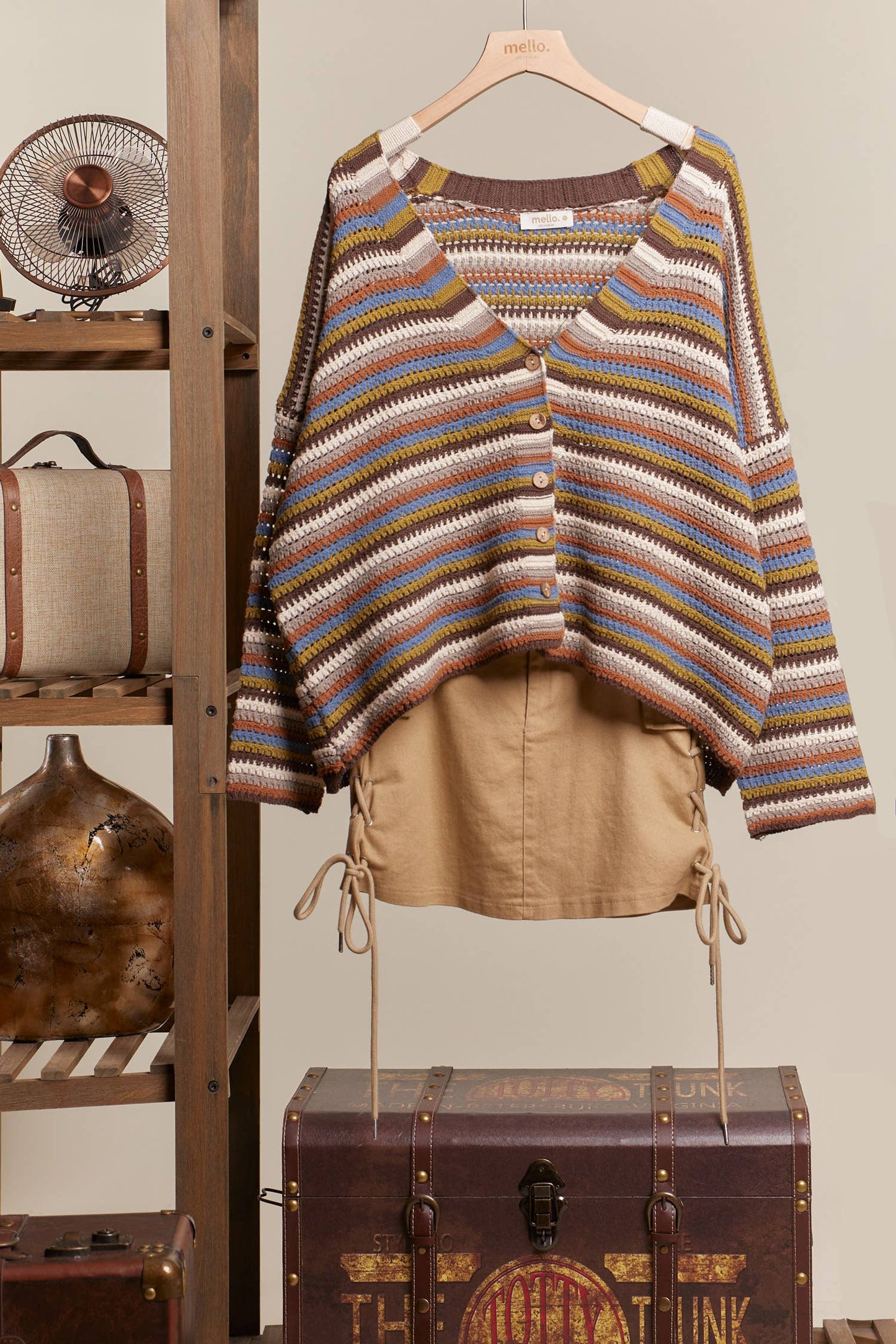 Multi Color Striped Button Down Cardigan