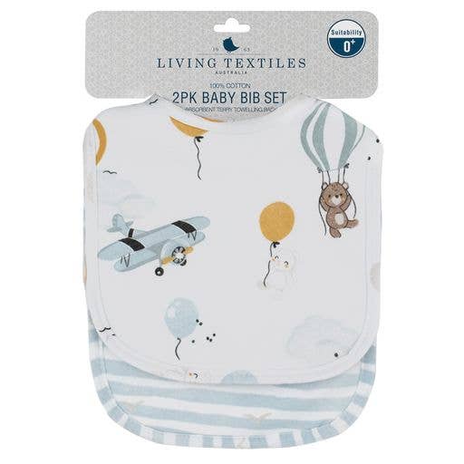 2pk Bibs - Up Up & Away/Stripes