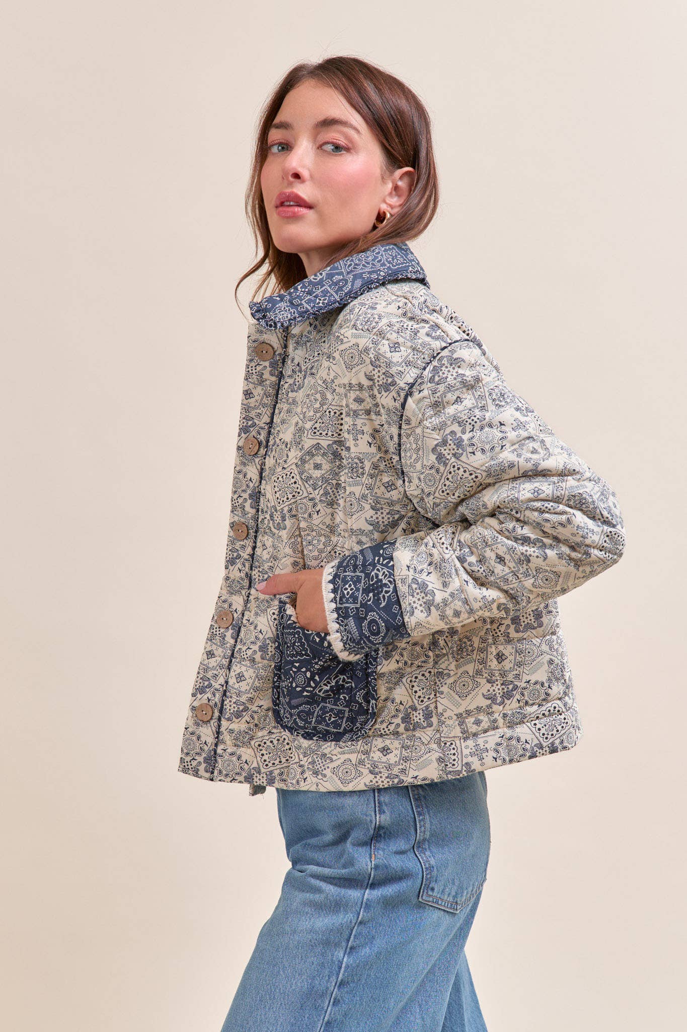 Quilted Bandana Print Jacket