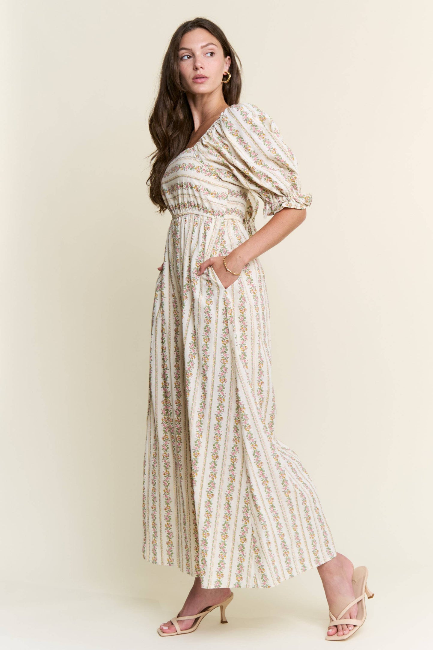 Floral Stripe Wide-Leg Jumpsuit