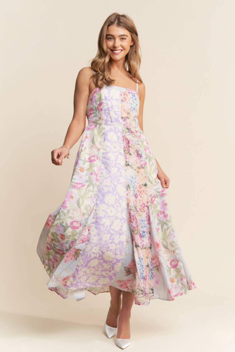 FLORAL PRINT FLOWY MAXI DRESS
