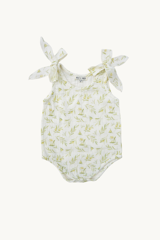 Baby Olives Pattern Muslin Romper 100% Cotton