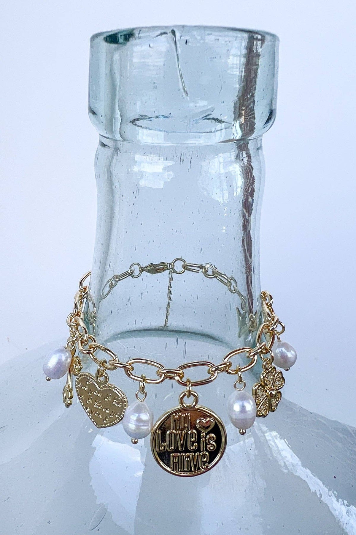 Pearl/Coin Charm Bracelet