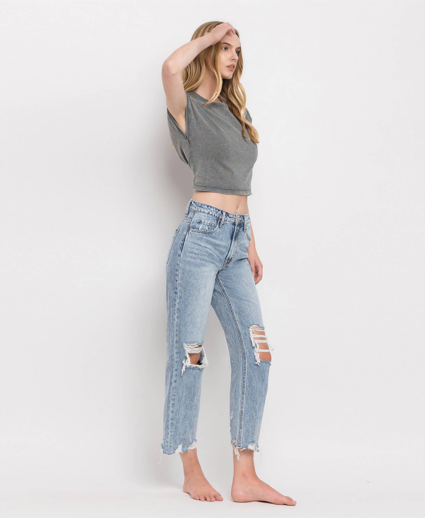 SUPER HIGH RISE CROP STRAIGHT JEANS