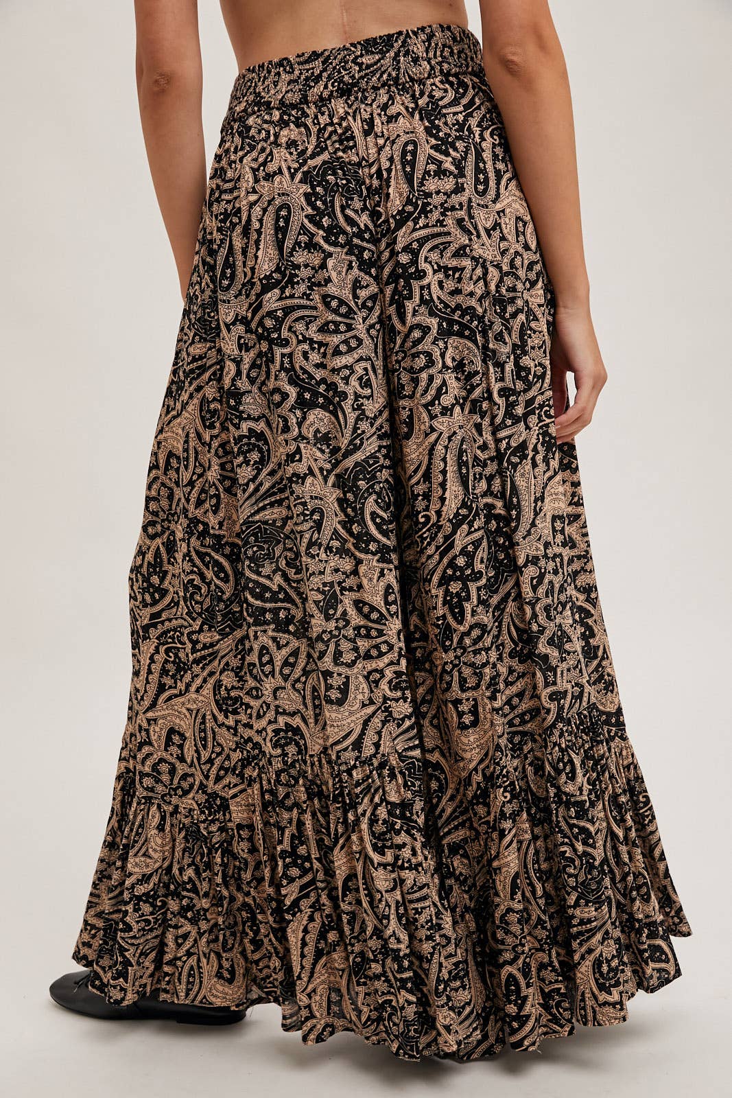 Paisley Ruffled Wide Leg Pants