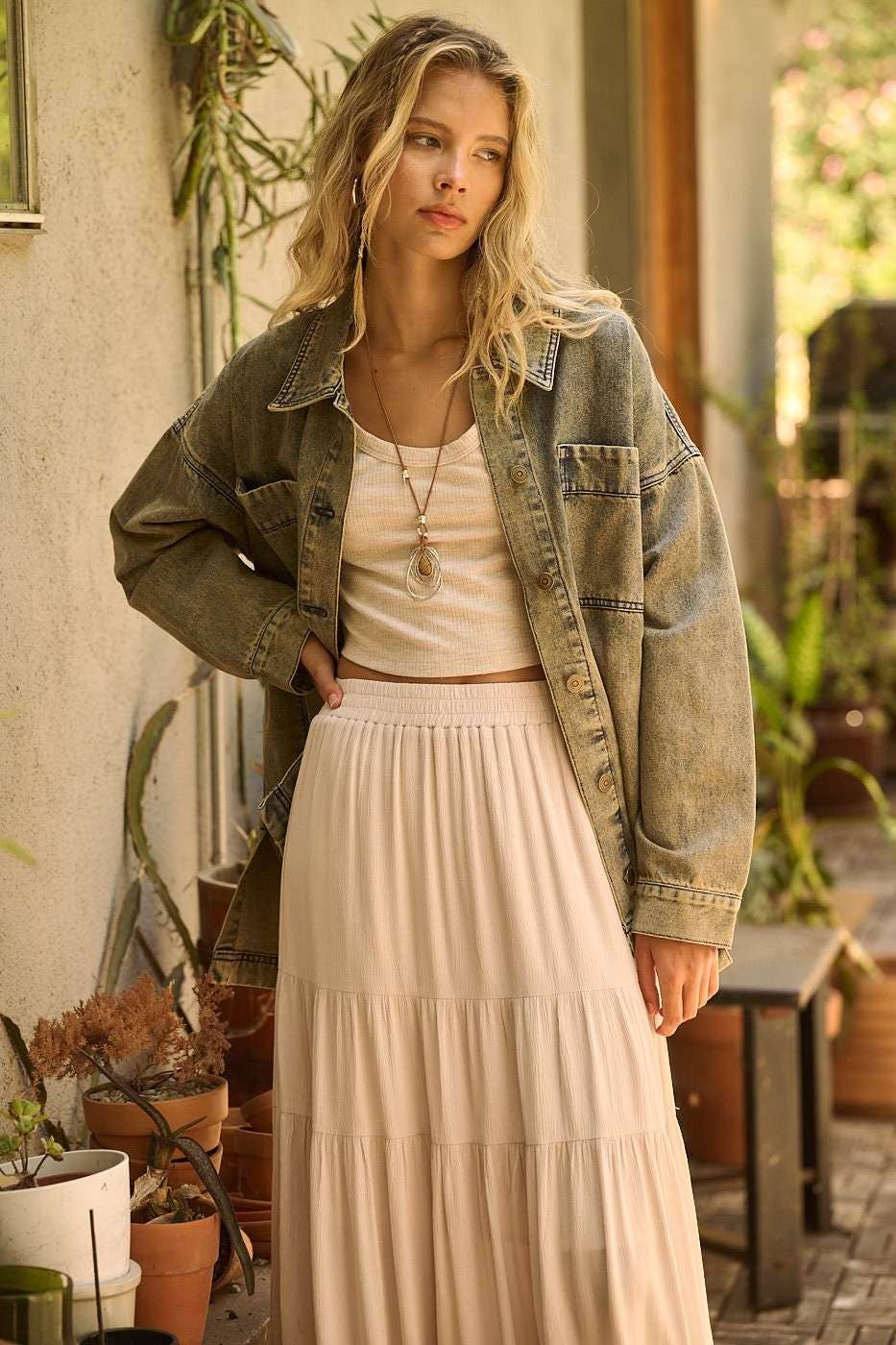 Tiered Flowy Maxi Skirt