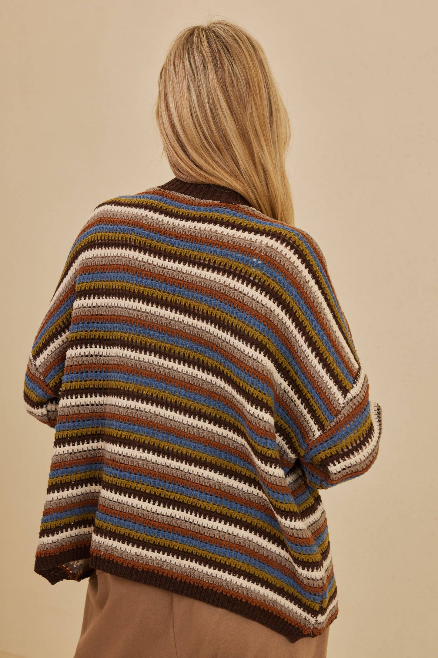 Multi Color Striped Button Down Cardigan