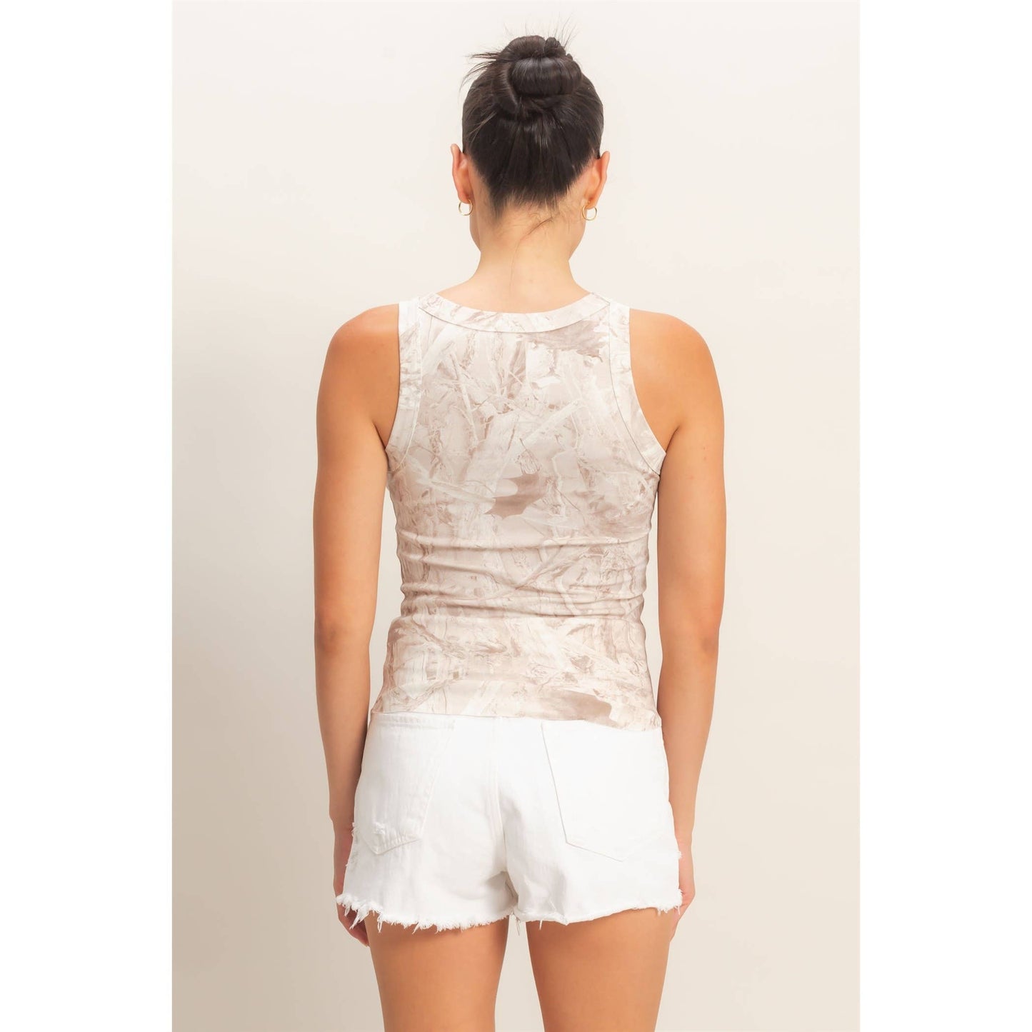 Camo Wash Ribbed Knit Tank