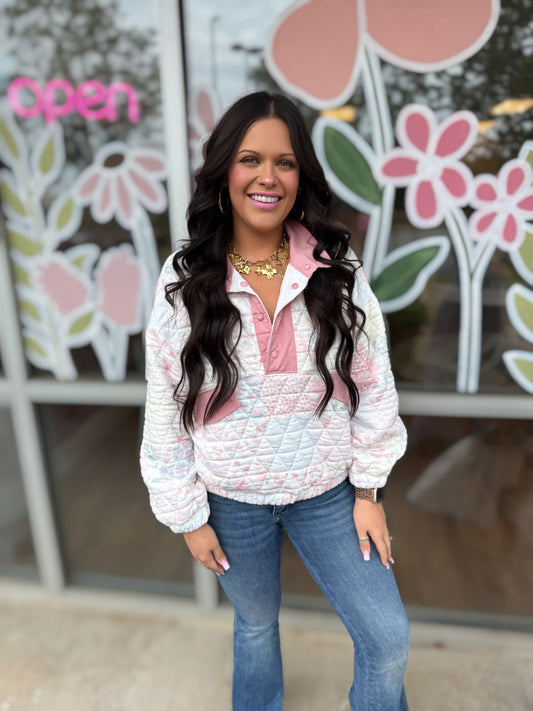 Quilted Quarterzip Sweater