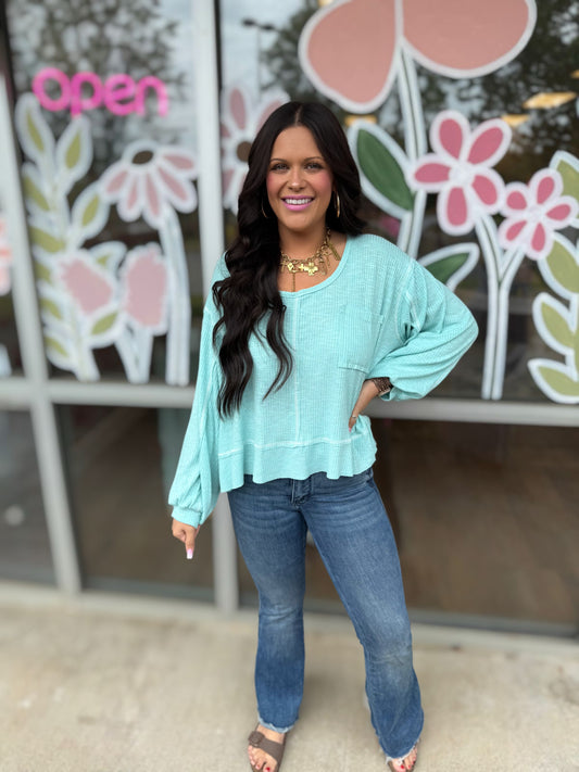 Rib Relaxed Long Sleeve Top