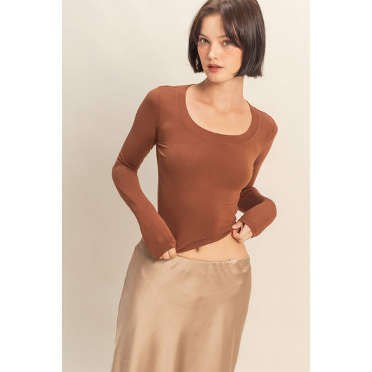 Chestnut Cropped Long Sleeve Top