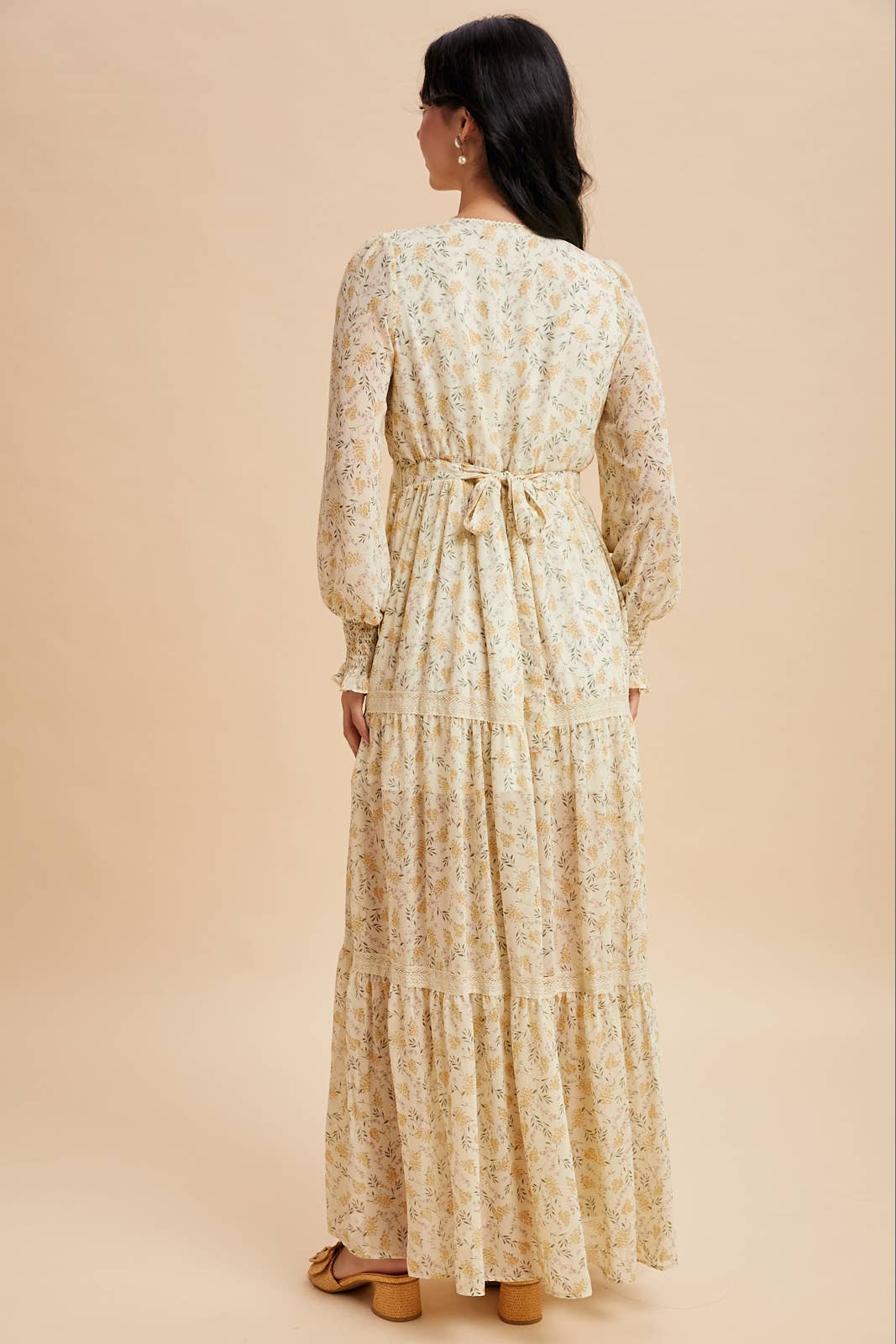 Vintage Cream Floral Lace Trim Maxi