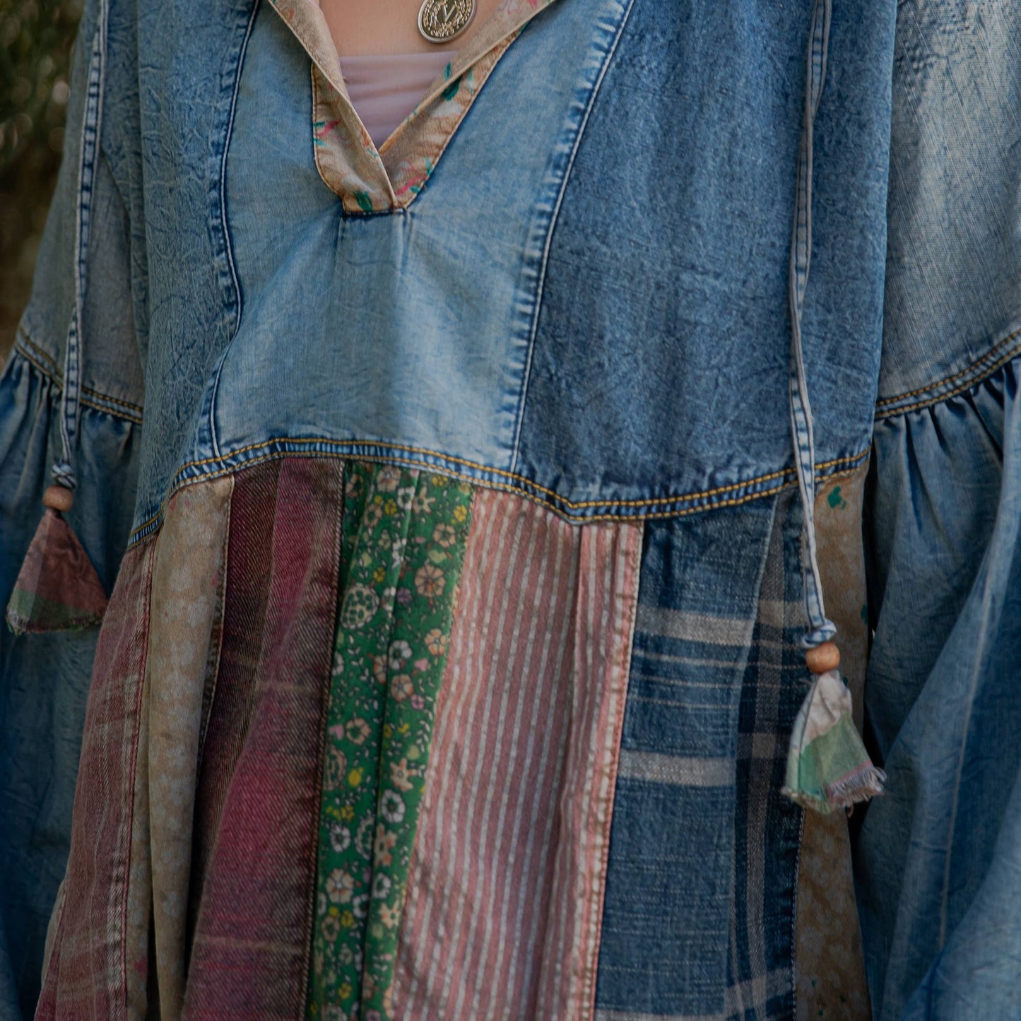 Denim Patchwork Hoodie
