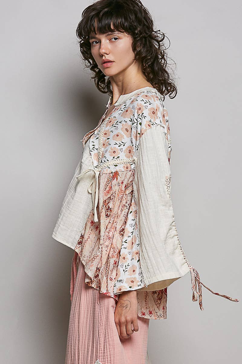 Floral V Neck Sleeve Top