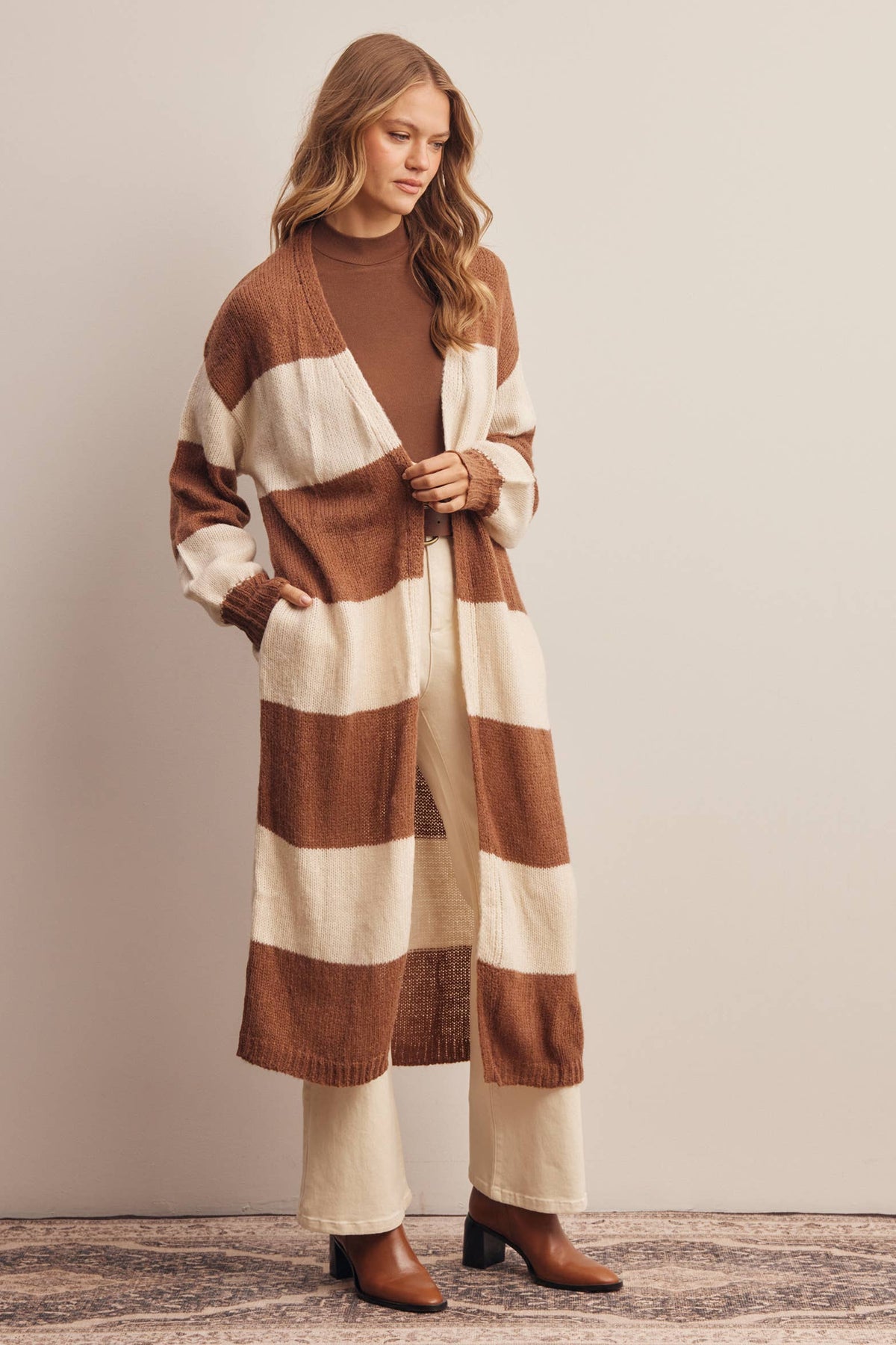 Striped Longline Knit Cardigan